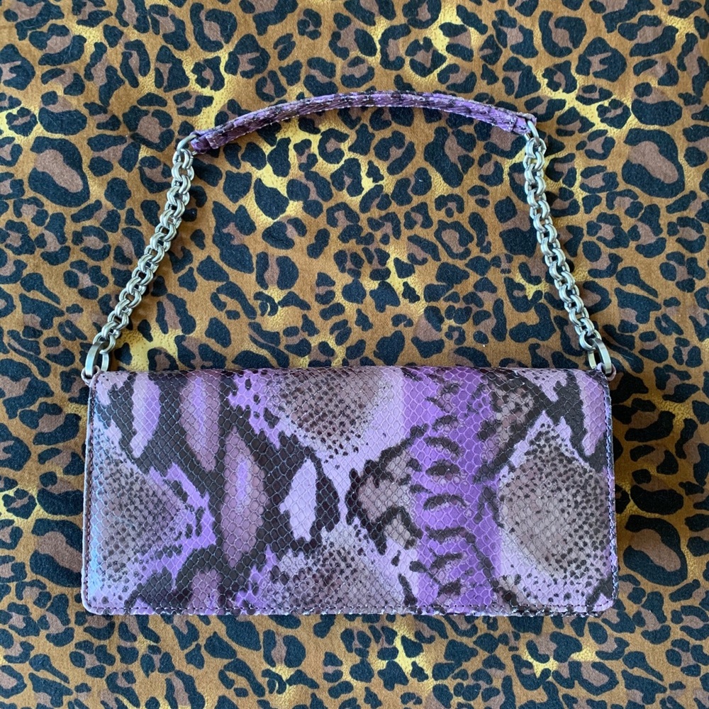 Ann Taylor Leather Python Print Purse